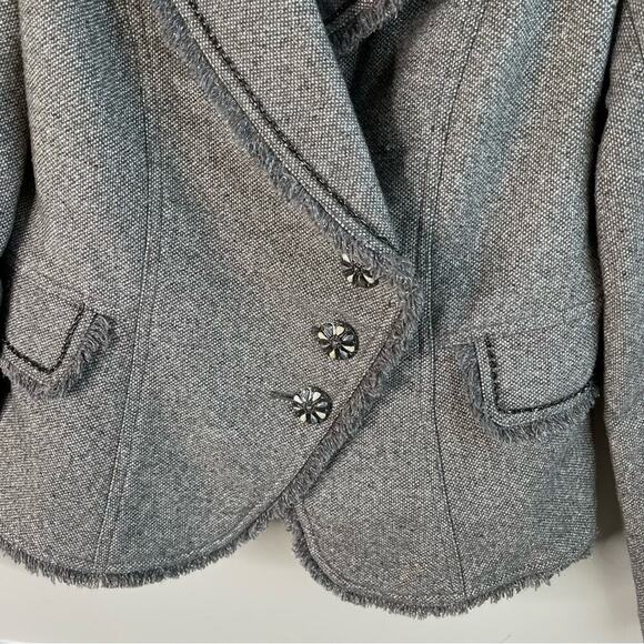 Cache metallic wool linen lurez tweed asymmetrical jacket size small - Picture 2 of 7